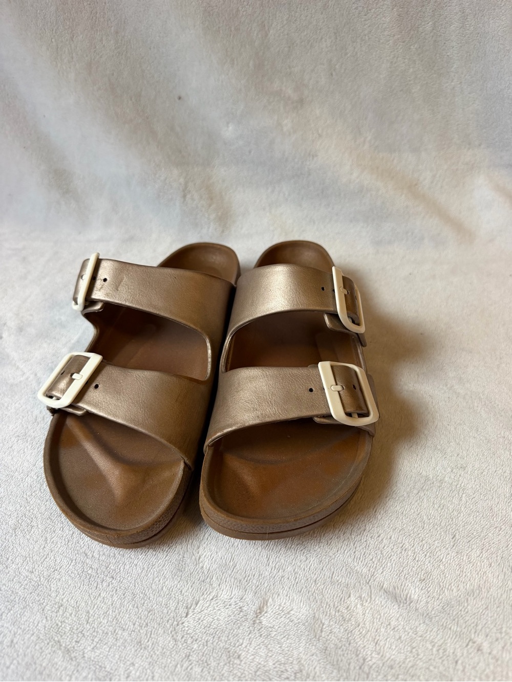 MIA Metallic Bronze Double-Strap Women's Slide Sandals